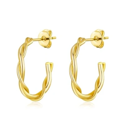 Image of Philip Jones Gold Plated 20mm Twisted Hoop Earrings