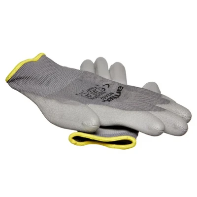 Image of Amtech N2452 Light Duty PU Coated Work Gloves Medium (Size 8), Certified Quality for Craft, Assembly and Packing, Grey