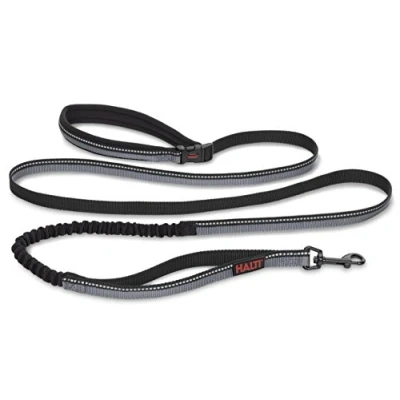 Image of HALTI Active Lead Size Small, Black, Award Winning Bungee Dog Lead, Shock Absorbing Anti Pull Leash, All in One Neoprene Padded Belt &amp; Perfect for Running Training with Small Medium Dogs