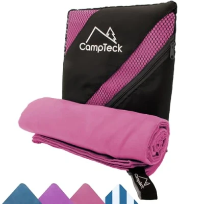 Image of CampTeck U7304 Large (180x80cm) Lightweight and Compact Quick Dry Microfiber Travel Towel for Sports, Gym, Beach, Swimming, Yoga, Camping Pink