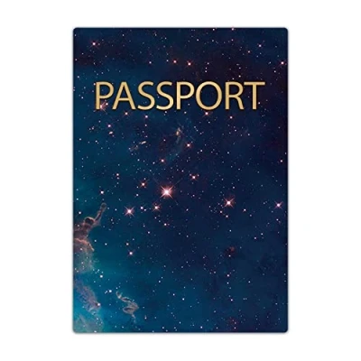 Image of Passport Holder Cover, PU Leather Travel Wallet Case Organiser for Passport, Business Cards, Credit Boarding Passes (Burning Nebula)