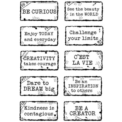 Image of Woodware Francoise Collection Clear Stamp Junk Labels, 4 x 6 inches