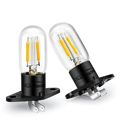 Image of Ruiandsion Microwave Bulb Z187 Base 240V 2A 25W LED Lamp for Universal Pear Oven Lamp, Yellow (Pack of 2)