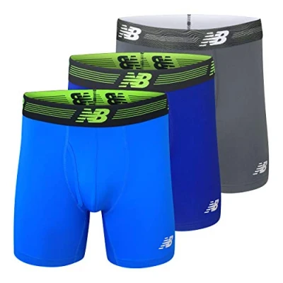 Image of New Balance Men&#039;s 6&quot; Boxer Brief Fly Front with Pouch, 3 Pack of 6 Inch Tagless Underwear (Team Royal/Lead/Bolt, XX Large (44&quot; 46&quot;))