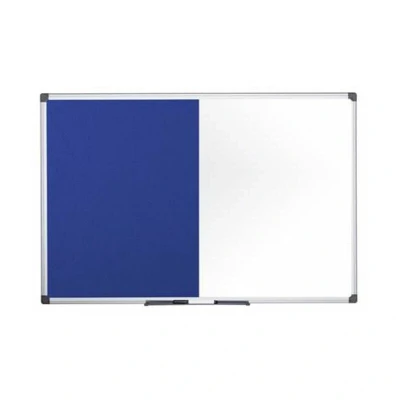 Image of Maya Combination Board Blue Felt/Non Magnetic Whiteboard Aluminium Fra Bi office