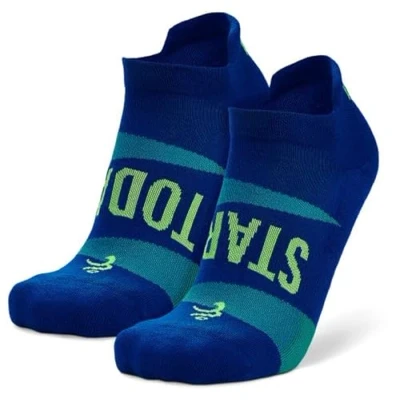 Image of Balega Grit &amp; Grace Start Today running socks Moisture wicking, cushioned, and designed for ultimate comfort fit Neon Blue/Lime, UK Size Small