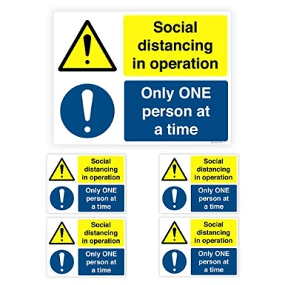 Image of Pack of 5 One Person Only Sticker Self Adhesive Waterproof Vinyl at a time sign 150mmx 200mm V1124