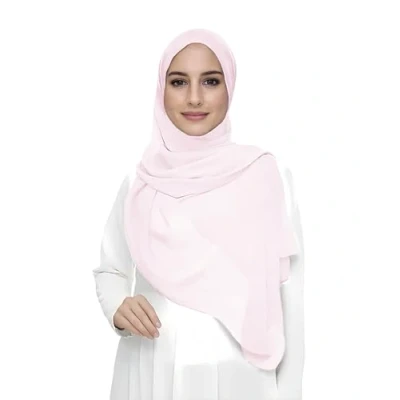 Image of Premium Chiffon Hijab Head Scarf Shawl Wrap for Muslim Women Lightweight (Baby Pink)