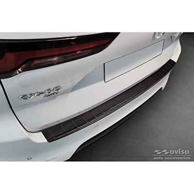 Image of Avisa Matt Black Stainless Steel Rear bumper protector compatible with Mazda CX 60 (KH_) 2022 &#039;Ribs&#039;
