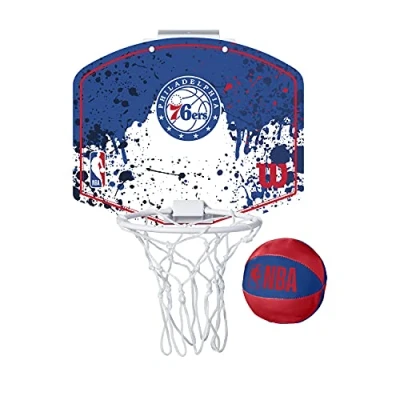 Image of Wilson Mini NBA Team Basketball Hoop, PHILADELPHIA 76ERS, Plastic