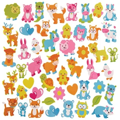 Image of Baker Ross FX546 Spring Baby Animals Foam Stickers Pack of 200, for Kids Arts and Crafts