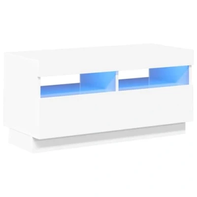 Image of vidaXL TV Cabinet with LED Lights Home Bedroom Living Room Furniture Entertainment Centre Stand Unit Hifi Storage Space High Gloss White
