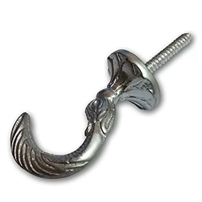 Image of Merriway® BH01648 (2 Pcs) Egyptian Curtain Drapery Hold Back Tie Hooks, 30mm (1.3/16 inch) Chrome Plated Pack of 2 Pieces