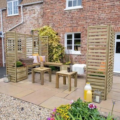 Image of 11&#039;8 x 6&#039;9 Forest Modular Wooden Garden Seating Set Number 5 (3.56m 2.06m)