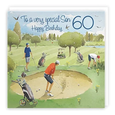 Image of Hunts England 60th Son Golfing Birthday Card Age 60 For Golf Milo&#039;s Gallery Fun Sixty Year Old