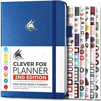Image of Clever Fox Planner 2nd Edition Colorful Weekly &amp; Monthly Goal Planner, Time Management Productivity Organizer, Undated, A5 (Mystic Blue)