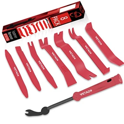 Image of Wetado Trim Removal Tool, Car Upholstery Repair Kit, Door Audio Panel Set, Fastener Terminal Remover Tool Set Clips Pry Kit Auto Clip Pliers (8PCS Red)