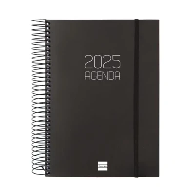 Image of Finocam Opaque Spiral Diary 2025 1 Page per Day January December (12 Months) Black Italian