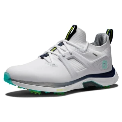Image of FootJoy Men&#039;s Hyperflex Carbon Golf Shoe, White/Charcoal/Teal, 8 UK