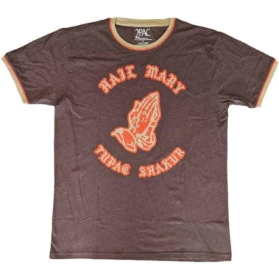 Image of Paradiso Clothing Tupac HAIL MARY Ringer Print Tshirt, Women&#039;s, Size: Medium, Brown