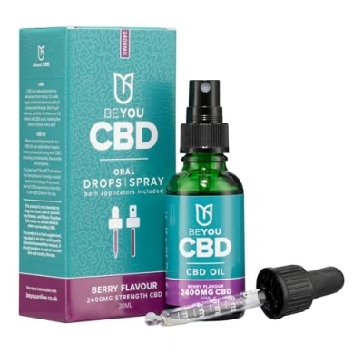 Image of BeYou CBD Oil 2400mg Drops &amp; Spray High Strength MCT Lab Tested, No THC Berry Flavour 30ml Soothes Stress, Anxiety, Sleep, Aches Pains
