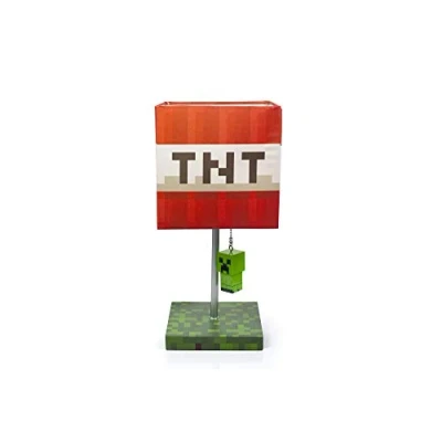 Image of Minecraft TNT Block 14 Inch Desk Lamp with 3D Creeper Puller LED
