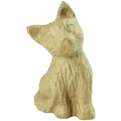 Image of Décopatch Ref SA176O Kitten Papier Maché Object to Decorate 13 x 14 15.5cm with Papers &amp; PaperPatch Glue, Glitter, Paints