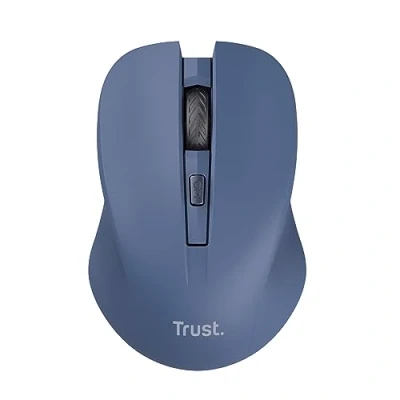 Image of Trust Mydo Silent Wireless Mouse, 82% Recycled Plastics, 1000 1800 DPI, Storable USB Receiver, RF 2.4GHz, for Left and Right Hand Users, Quiet Optical Computer Mouse PC, Laptop, Mac Blue