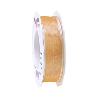 Image of Präsent Four Seasons Organza Wired Edge Ribbon Sandstone 25 mm Width, m Length