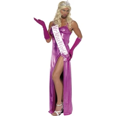 Image of Smiffys Mr Miss World Costume, Pink, M Size 38inches 40inches