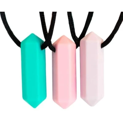 Image of Tilcare Chew Sensory Necklace Best for Kids or Adults That Like Biting Have Autism Perfectly Textured Silicone Chewy Toys Chewing Pendant Boys &amp; Girls Necklaces