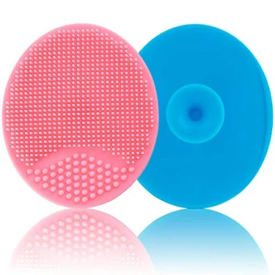 Image of Baby Bath Brush, Cradle Cap Silicone Massage Scrubbers Exfoliator Skin Essential for Dry Skin, and Eczema 2 Pack (Pink &amp; Blue)