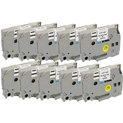 Image of 10x TZe231 12mm x 8m Black on White Label Tapes compatible with Brother P Touch PT 1000 1005 1010 3600 9600 D200 D210 D210VP D600VP E100 E300VP E550WVP H101C H101GB H105 H110 H300 H500 P700 P750W