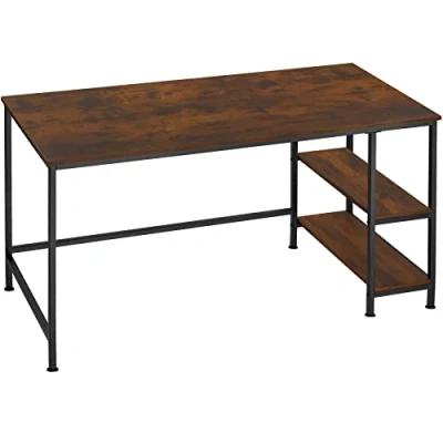 Image of TecTake 800993 desk Practical computer for home office or gaming room Corner storage compartments documents, games and more (Industrial dark)