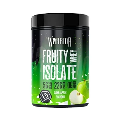 Image of Warrior Fruity Clear Whey Isolate Rapid Digesting Protein Powder Refreshingly Fruit Flavoured Shakes Easy to Drink &amp; Consume Post Workout, Low Sugar, 15 Servings (Sour Apple, 375g)