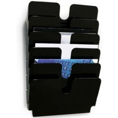 Image of Durable FLEXIPLUS 6 A4 Landscape Literature Holder Black Wall Mounted Document Ideal for Flyers, Brochures, Etc.