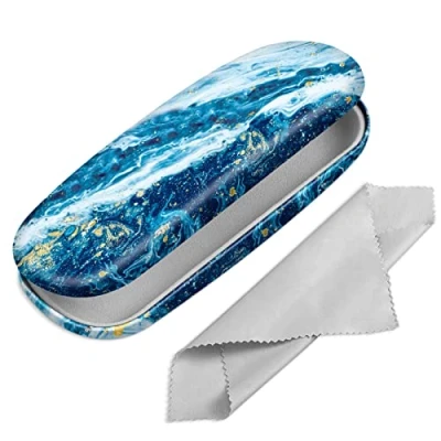 Image of FINTIE Hard Shell Glasses Case for Women Men Fashion Reading Protective Spectacle Cases with Cleaning Cloth