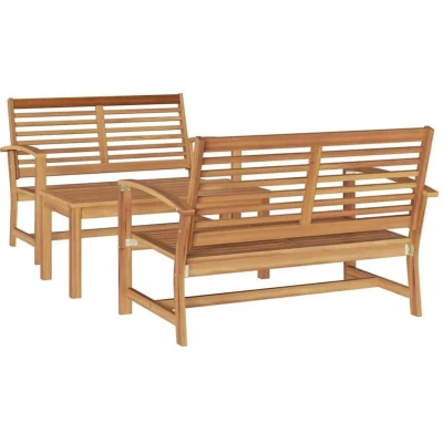 Image of vidaXL Garden Sofa Set 3 pcs Natural Solid teak wood