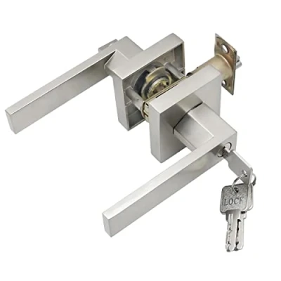 Image of Qrity Door Lever Handle Lock, Interior Privacy Lock for Bedroom, Bathroom, Cloakroom, Stoarge Room and Office, Latch Size 60/70mm, Square