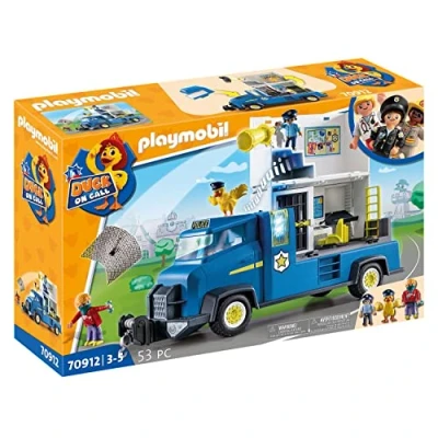 Image of Playmobil DUCK ON CALL 70912 Police Truck, With Integrated Station, Light and Sound Effects, Toy for Children Ages 3+