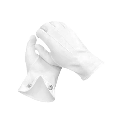 Image of THE Masonic COLLECTION Plain White Cotton Gloves For Men Very Soft and Lightweight With Washable Reusable Material Popper Snap Fastening A Gift Accessory Freemason
