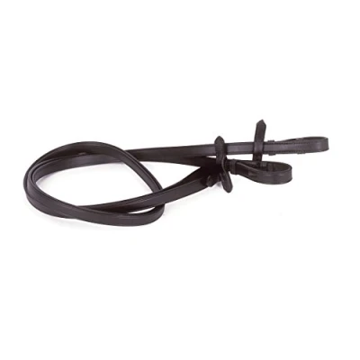 Image of Heritage English Leather Rubber CoveredPlain Hunting or Showing Horse Riding Reins Adults Length 5/8&quot; Width (Havana Brown)