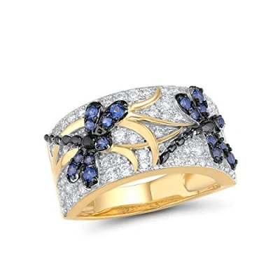 Image of Santuzza Dragonfly Ring Blue Spinel Cubic Zirconia 14K Gold Plated Sterling Silver for Women (7)