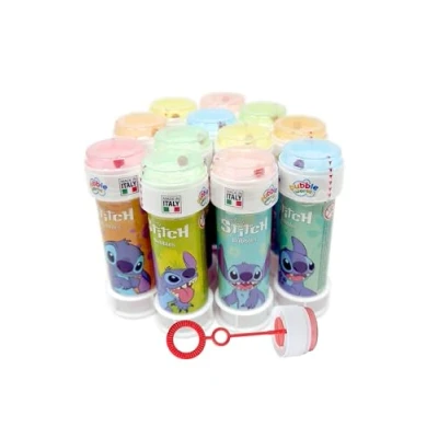 Image of Anila&#039;s Stitch Bubble Tubs with Wands, 60ml Solution &amp; Maze Lid, Set of 12, Party Bag Fillers Favours, Outdoor Fun, Ages 3+