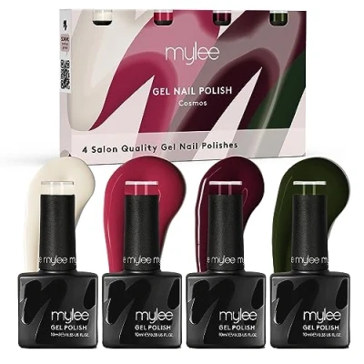 Image of Mylee Gel Nail Polish Quad Colour Set 4x10ml [Cosmos] UV/LED Soak Off Art Manicure Pedicure for Professional, Salon &amp; Home Use [Autumn/Winter 2023] Long Lasting Easy to Apply