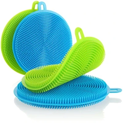 Image of COM FOUR® 4X dishwashing Sponge Plastic for Household and Body Cleaning Made of Soft Sponge, Rubber