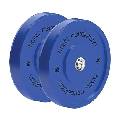 Image of Body Revolution Olympic Weight Plates, 5kg 25kg Solid Colour Rubber Bumper Powerlifting &amp; Bodybuilding Weights Home Gym Equipment for Strength Training Workouts