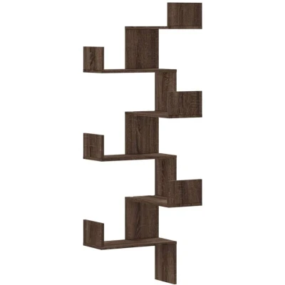 Image of vidaXL Wall Corner Shelf Floating Brown Oak Engineered Wood