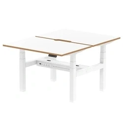 Image of Air B2B Oslo 1200x800 Adjustable 2P Bench Desk Wood Edge White/White