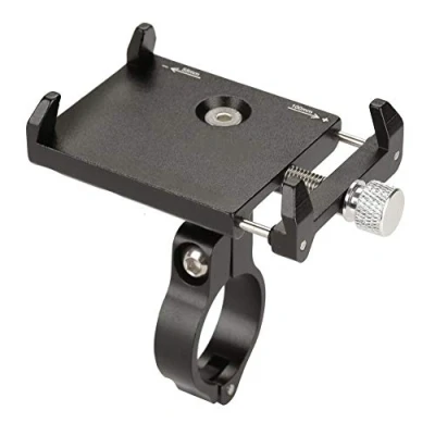 Image of Bicycle &amp; Motorcycle Phone Mount, Aluminum Bike Holder Adjustable Handlebar of Cell Clip Stand Support (Black)